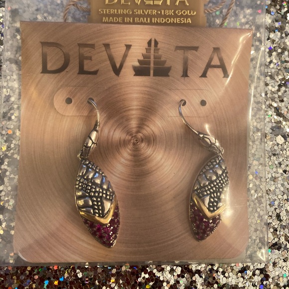 Devata sterling/18kt red crystal drop earrings - Picture 3 of 6